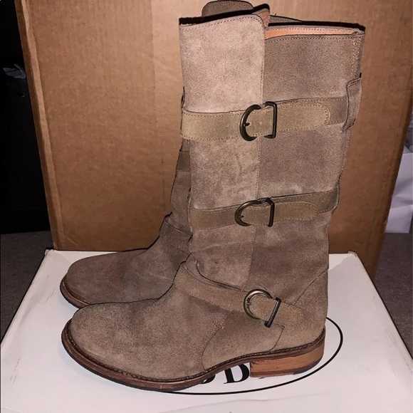 Steve Madden Taupe/Gray Suede sz10 Side buckle boot - Picture 2 of 7